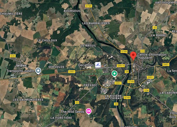 carte pour se rendre au club d'esport de Chauvigny