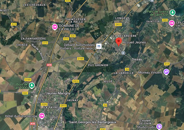 carte pour se rendre au club d'esport de Dissay